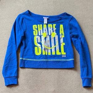 Justice Blue and Yellow 'Share a Smile' Long Sleeve Tee